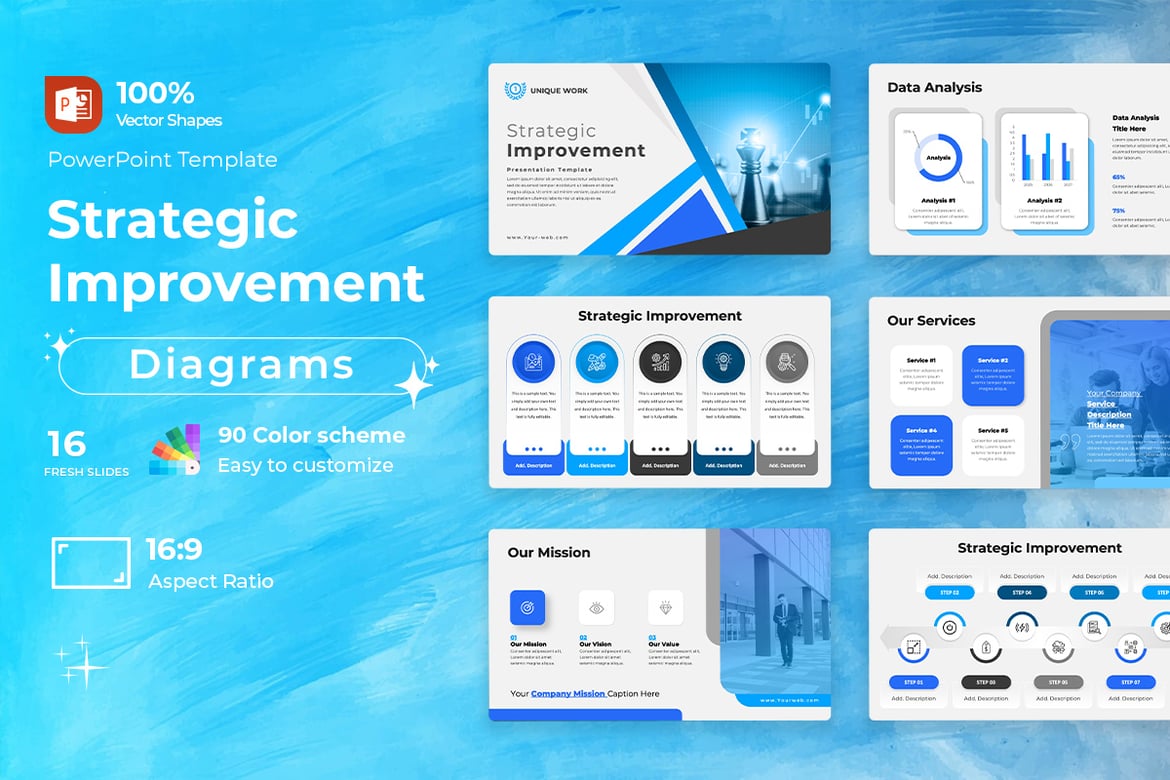 Template PowerPoint Peningkatan Strategis untuk Presentasi Menarik
