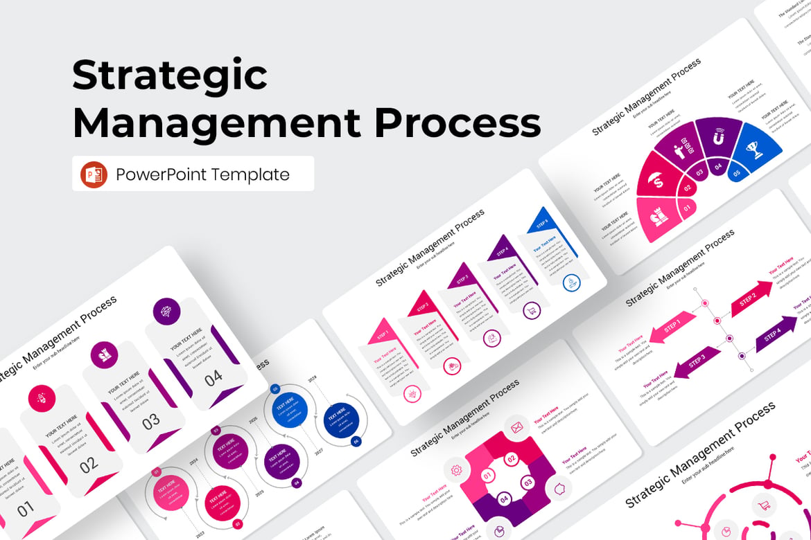 Template PowerPoint Proses Manajemen Strategis yang Menarik