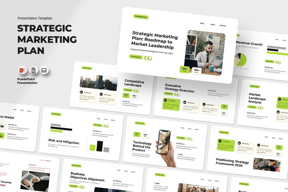 Template Presentasi PowerPoint Rencana Pemasaran Strategis yang Menarik
