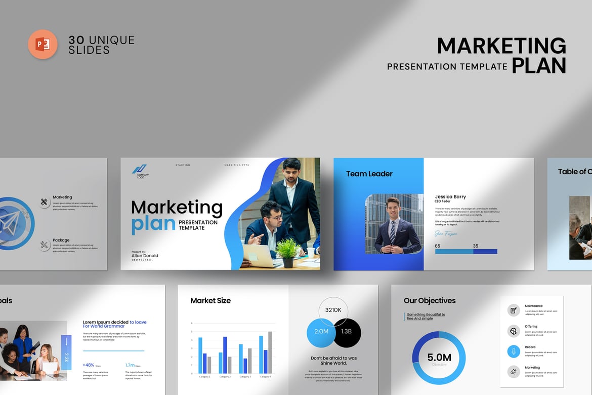 Template PowerPoint Rencana Pemasaran Strategis yang Menarik