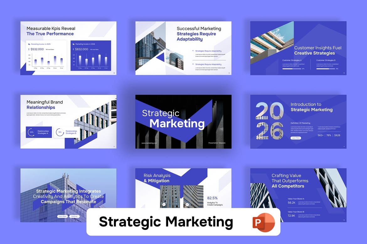 Template Presentasi PowerPoint Pemasaran Strategis yang Profesional