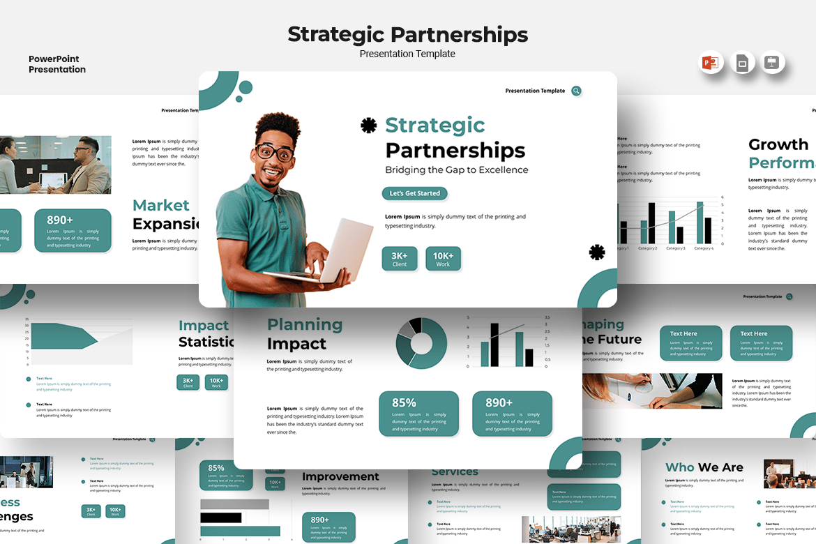 Template PowerPoint Kemitraan Strategis yang Menarik