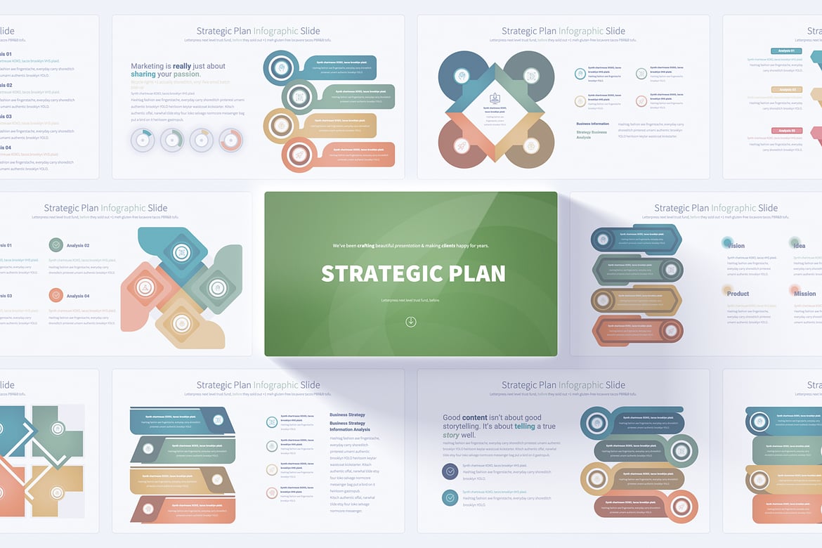Template PowerPoint Rencana Strategis - Slide Infografis Menarik