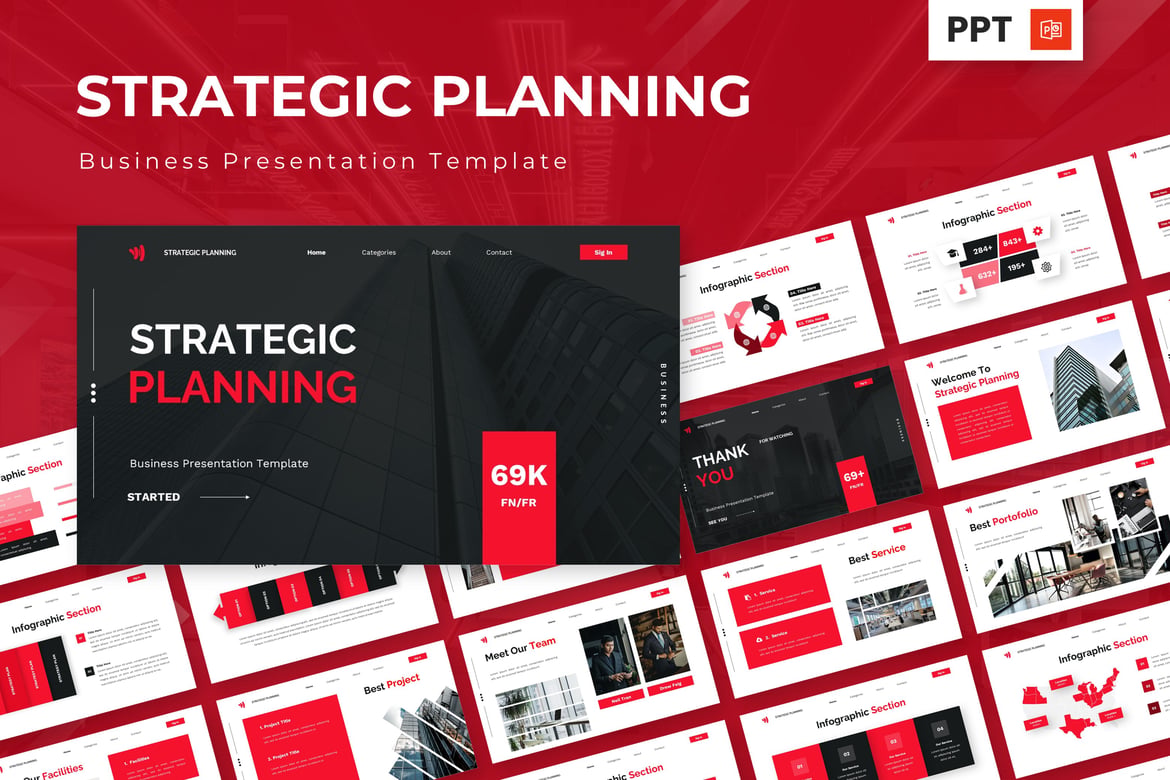 Template PowerPoint Perencanaan Strategis untuk Bisnis yang Modern