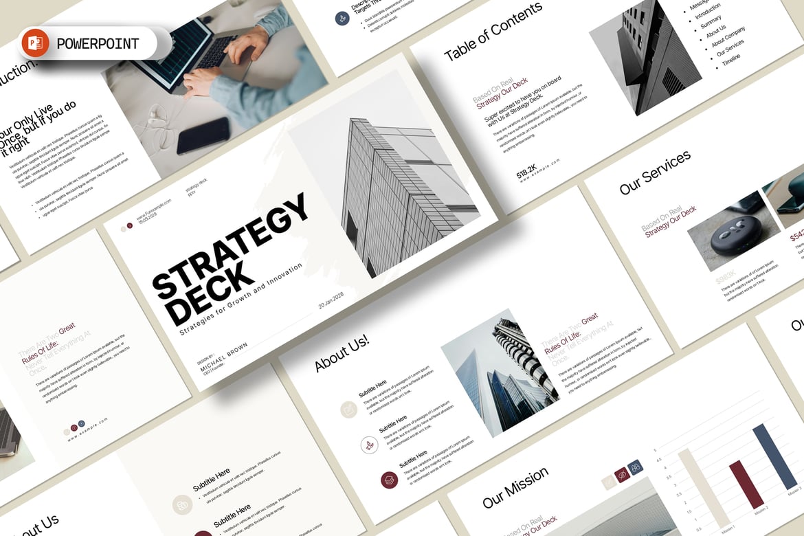 Template Presentasi PowerPoint Strategi yang Menarik dan Profesional