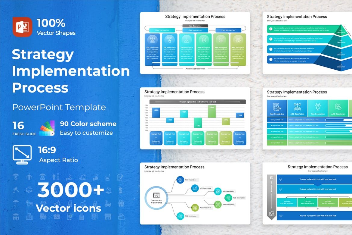 Template PowerPoint Proses Implementasi Strategi yang Menarik