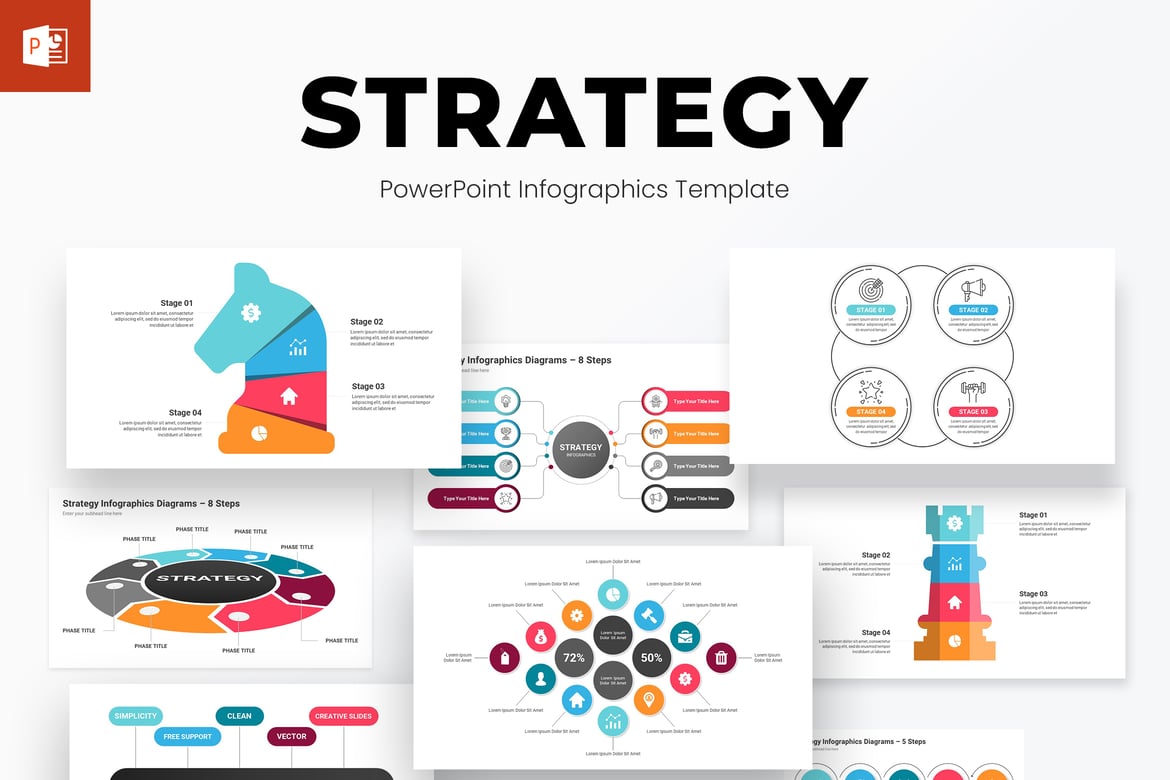 Template PowerPoint Infografis Strategi yang Menarik