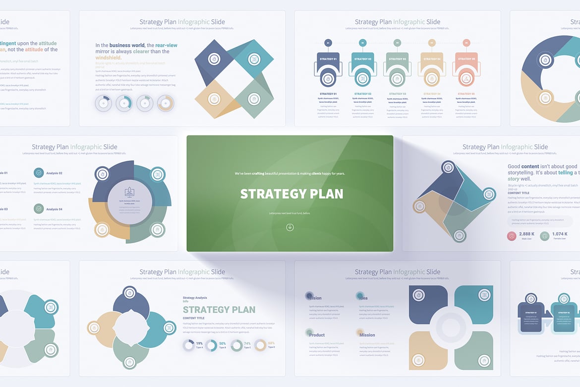Template Presentasi PowerPoint Rencana Strategi yang Menarik