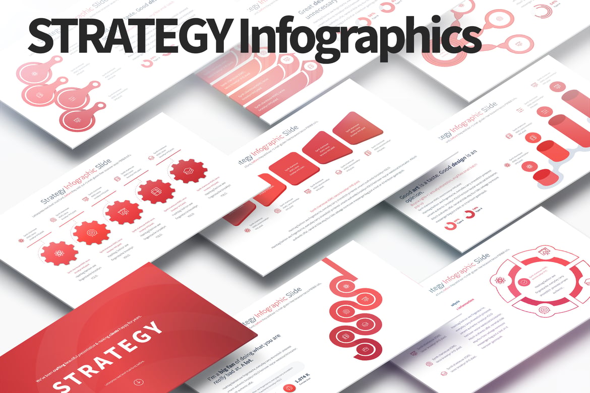 Template PowerPoint Infografis Strategi yang Menarik dan Profesional