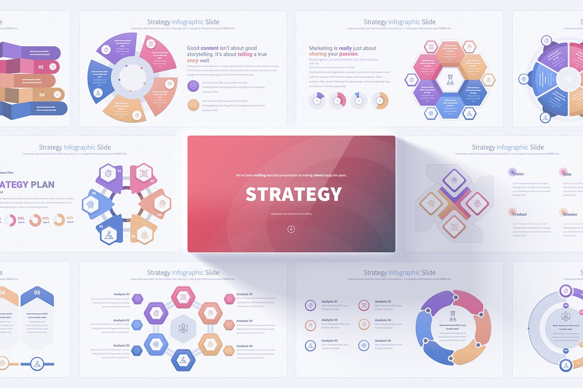 Template PowerPoint Infografis Strategi yang Menarik dan Mudah Digunakan