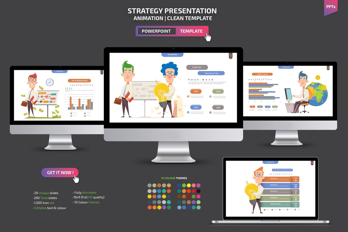 Template Presentasi PowerPoint Strategi yang Menarik