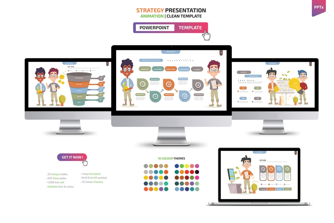 Template Presentasi PowerPoint Strategi yang Menarik dan Profesional