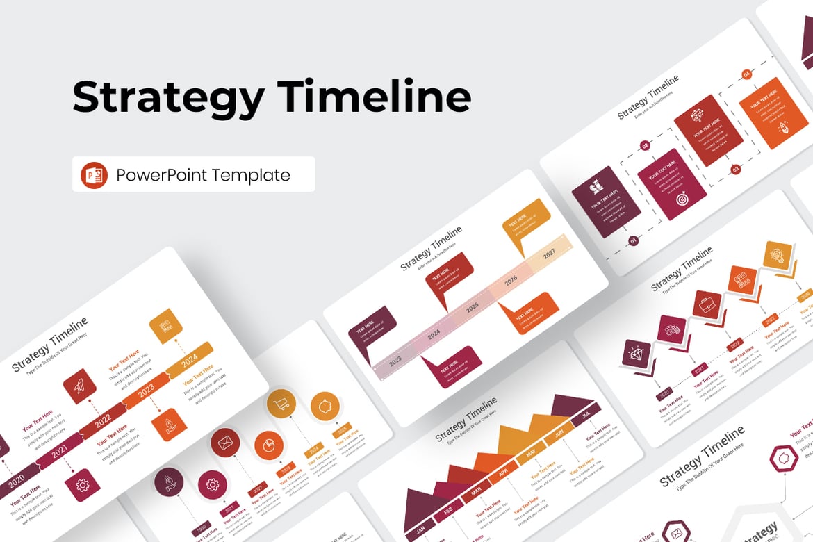 Template PowerPoint Garis Waktu Strategi yang Menarik