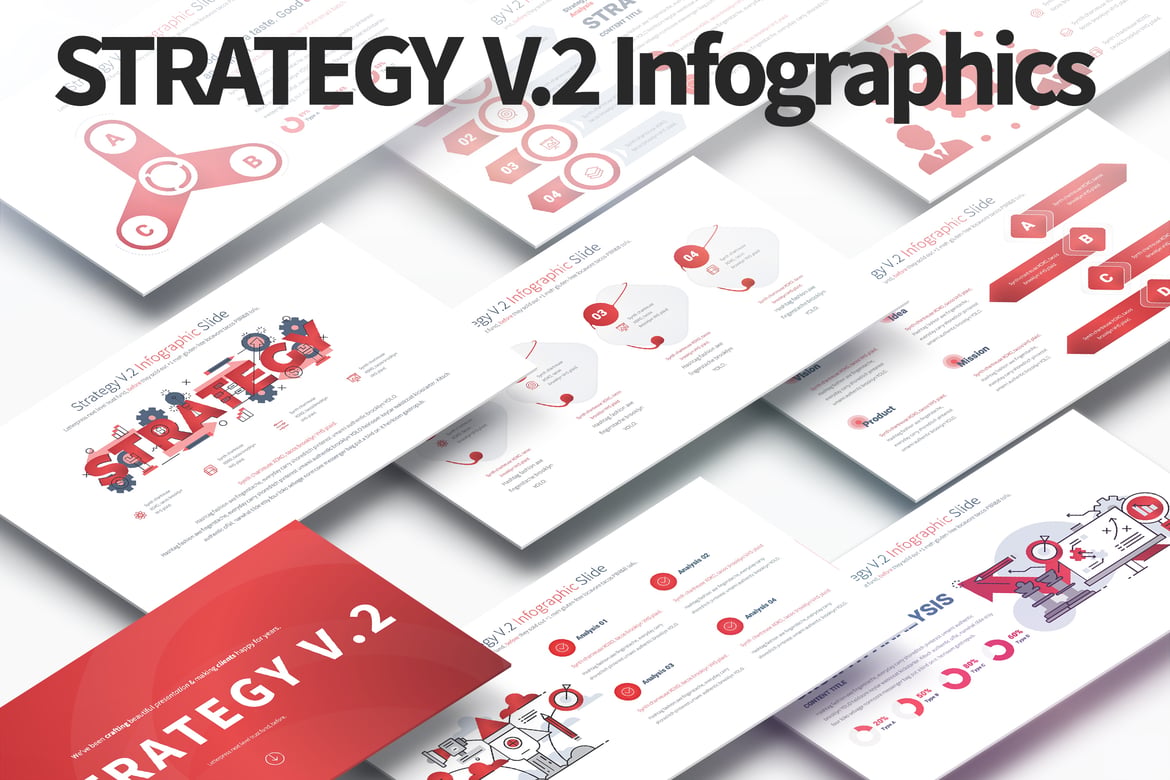 Template PowerPoint Infografis Strategi V.2 yang Menarik dan Modern