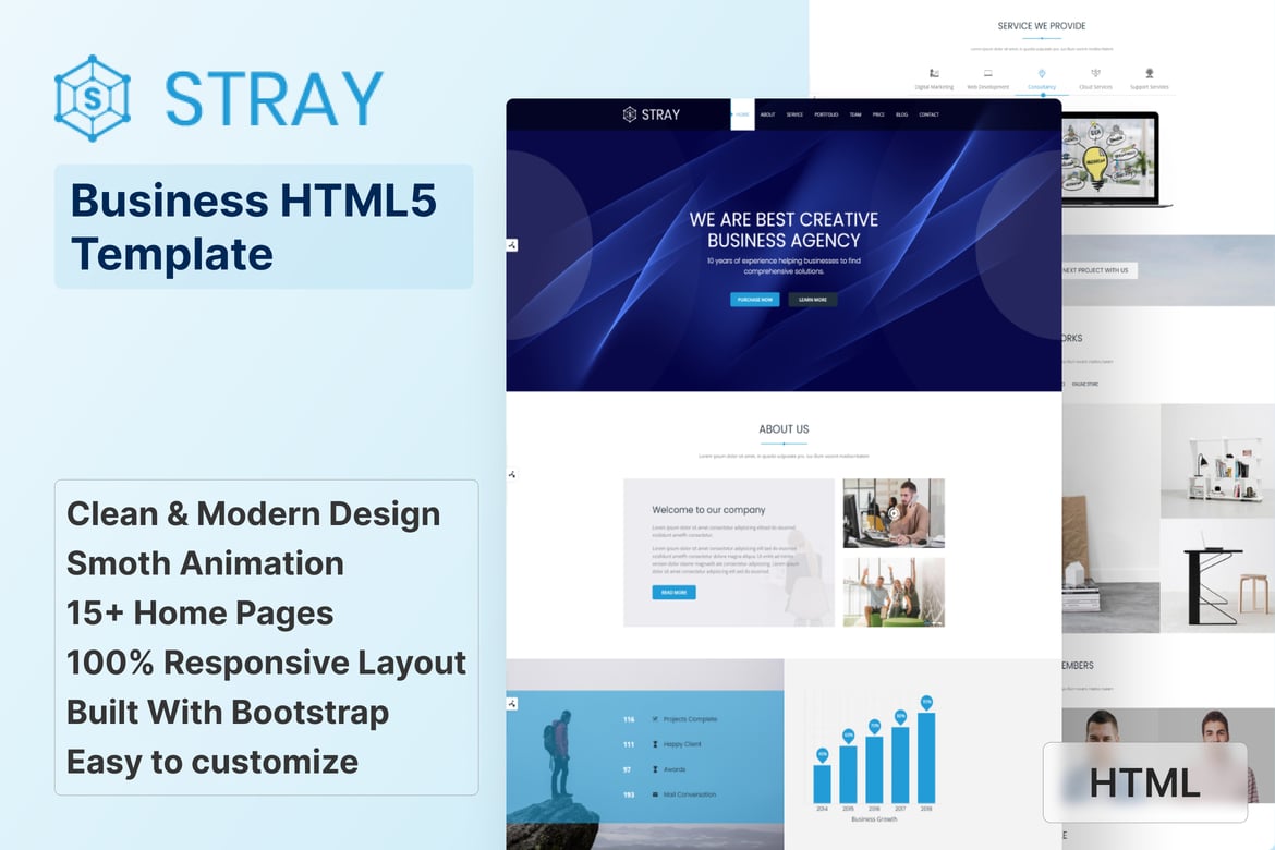 Stray - Template Website Landing Page Bisnis dan Startup yang Menarik