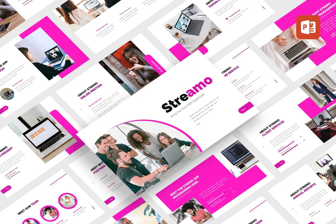 Streamo - Template PowerPoint Pertemuan Online yang Menarik