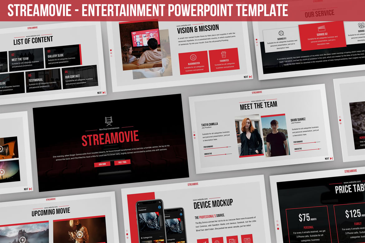 Streamovie - Template Powerpoint Hiburan Modern