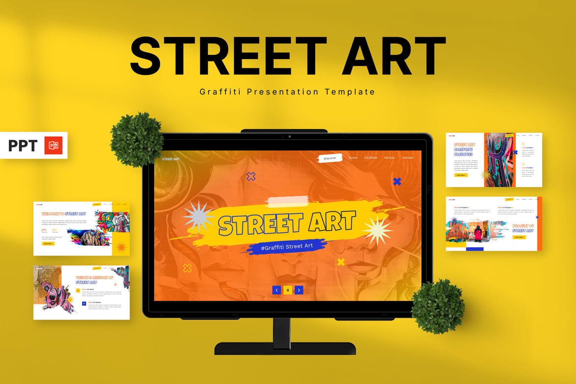 Template Presentasi PowerPoint Seni Jalanan - Graffiti yang Menarik
