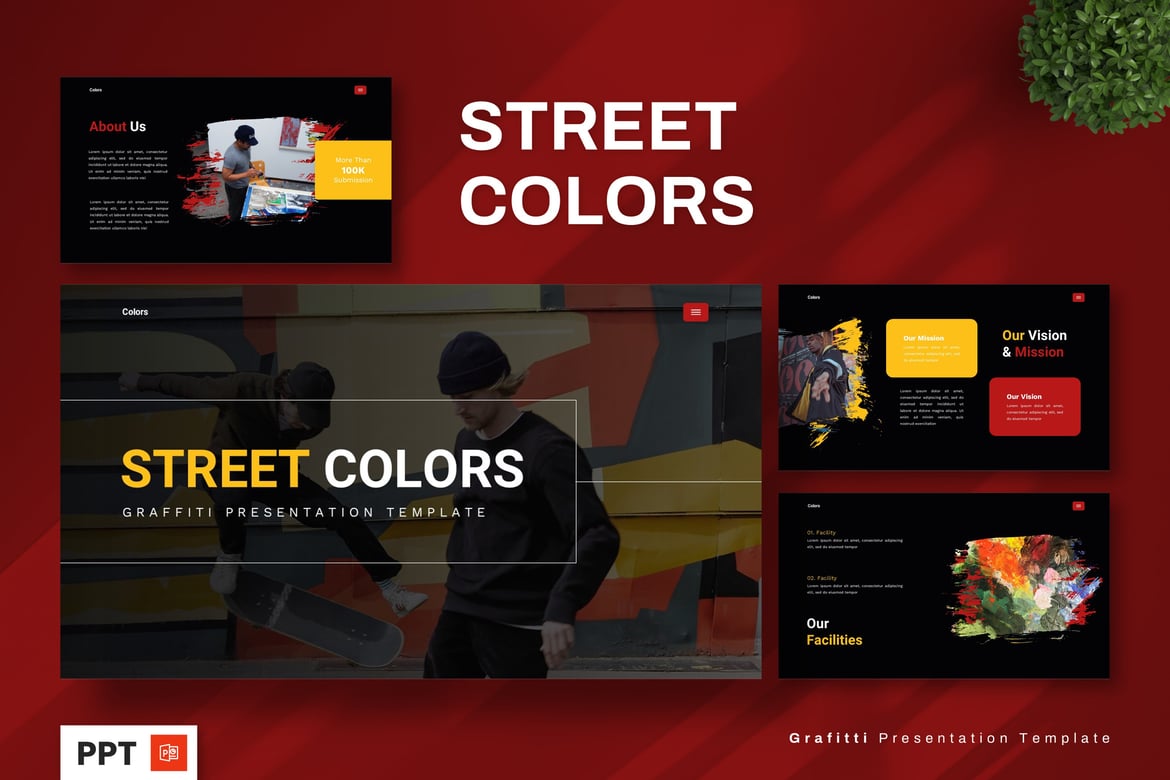 Template Presentasi PowerPoint Street Colors - Grafitti Kreatif