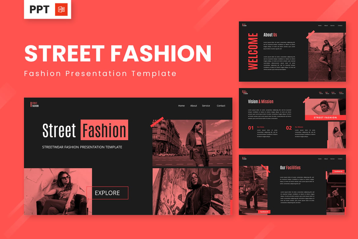 Template Presentasi Fashion Jalanan - Powerpoint Kreatif dan Modern