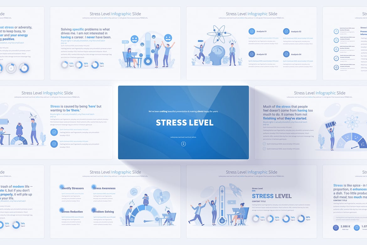 Template PowerPoint Presentasi Tingkat Stres yang Menarik dan Informatif