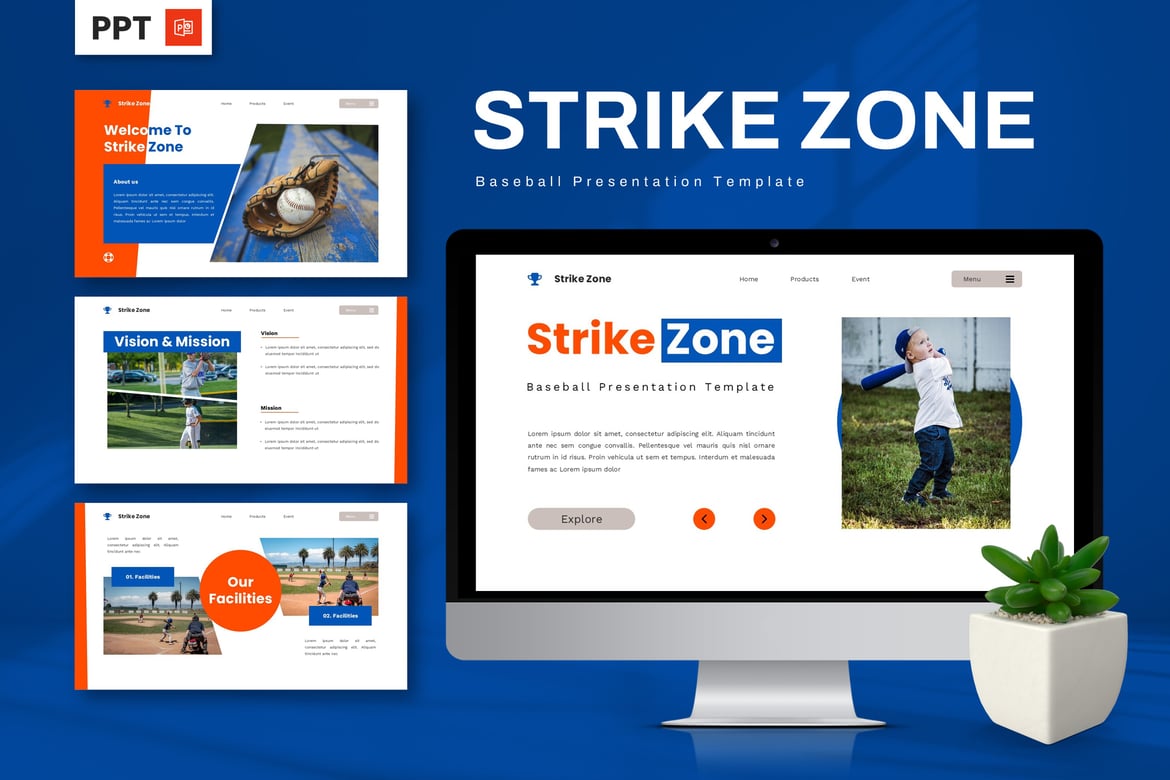 Template Presentasi PowerPoint Strike Zone - Baseball yang Menarik