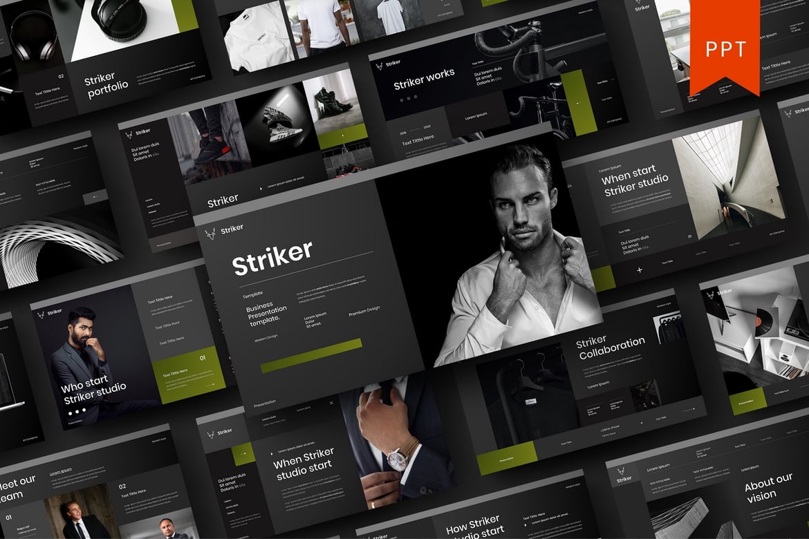Template Presentasi Bisnis Striker – PowerPoint yang Menarik