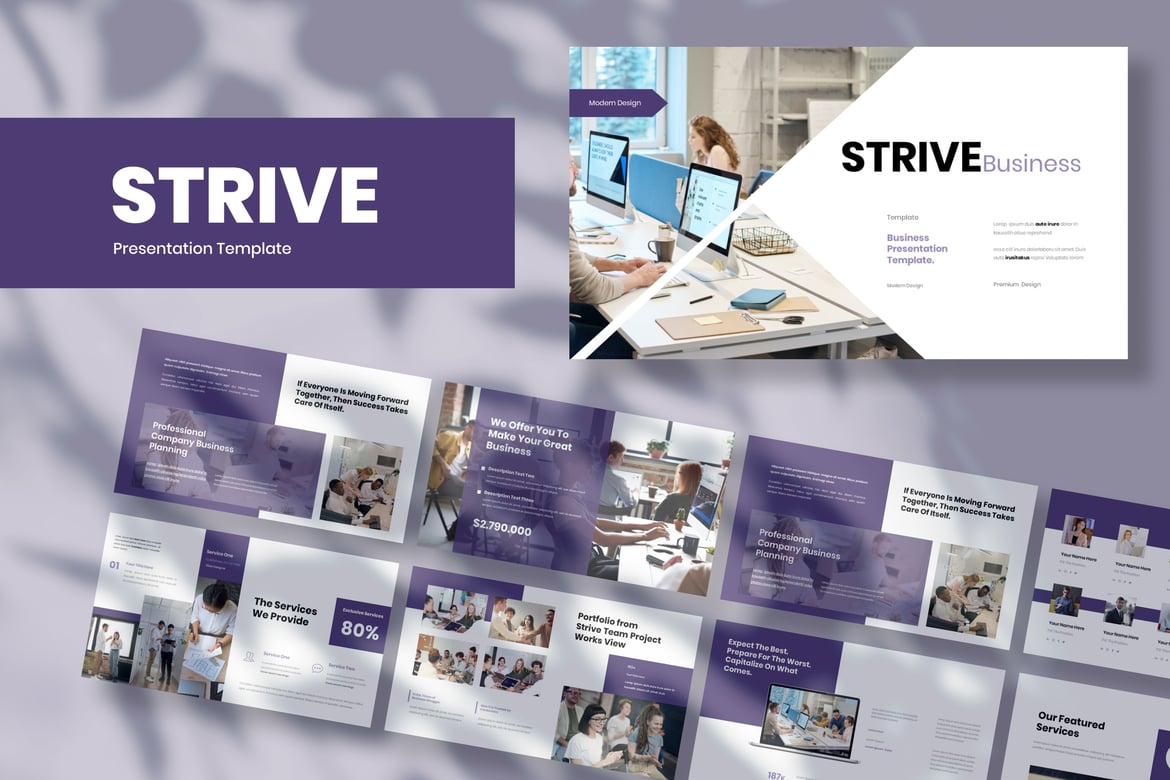 Template Presentasi Bisnis Strive - PowerPoint yang Menarik