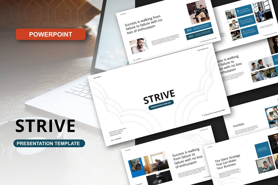 Template PowerPoint Strive yang Elegan dan Serbaguna
