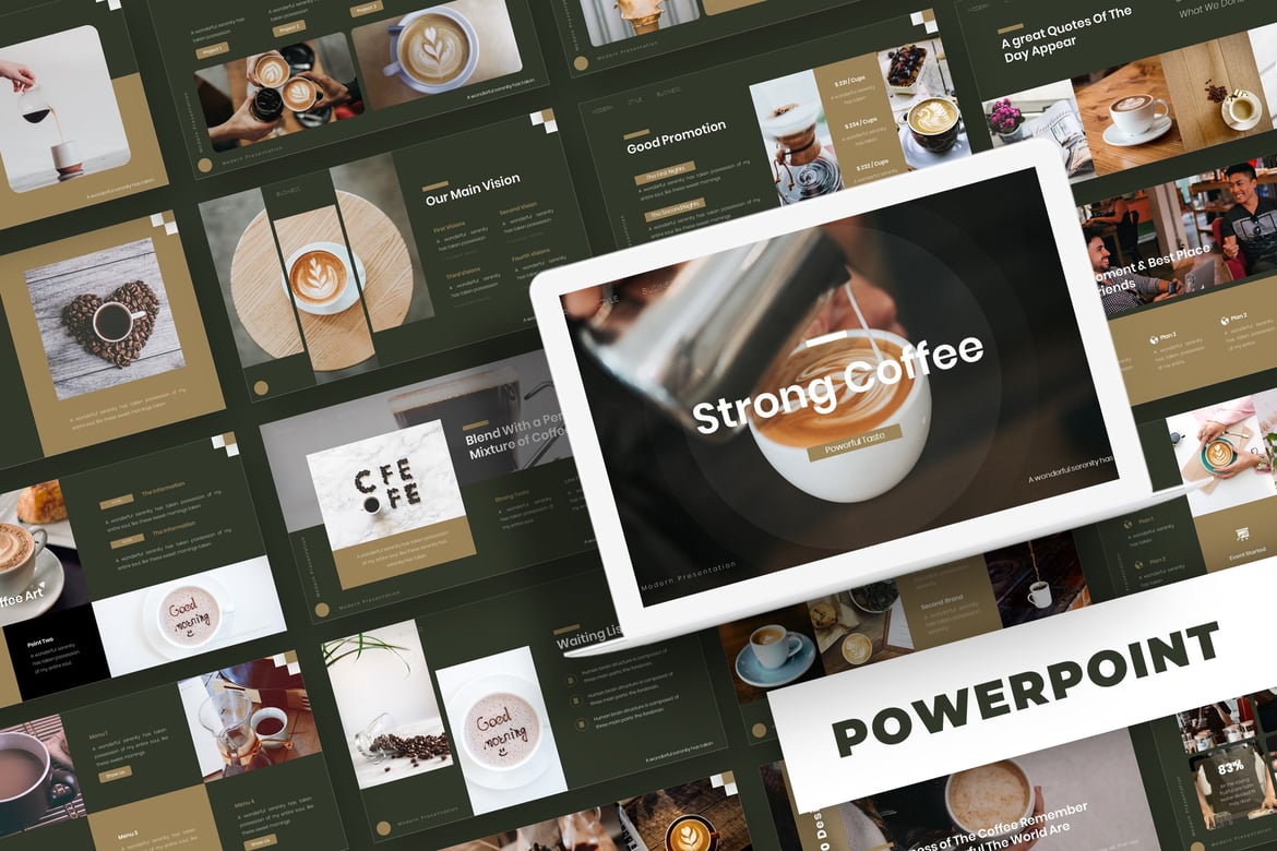Template Powerpoint Strong Coffee - Solusi Presentasi yang Kuat