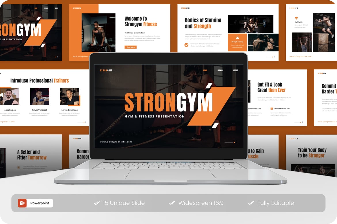 Strongym - Template Presentasi PowerPoint untuk Gym & Fitness Center