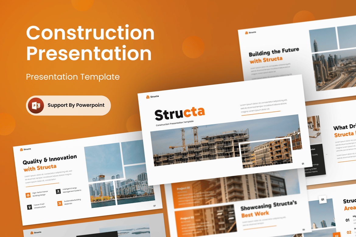 Structa - Template PowerPoint Konstruksi yang Profesional