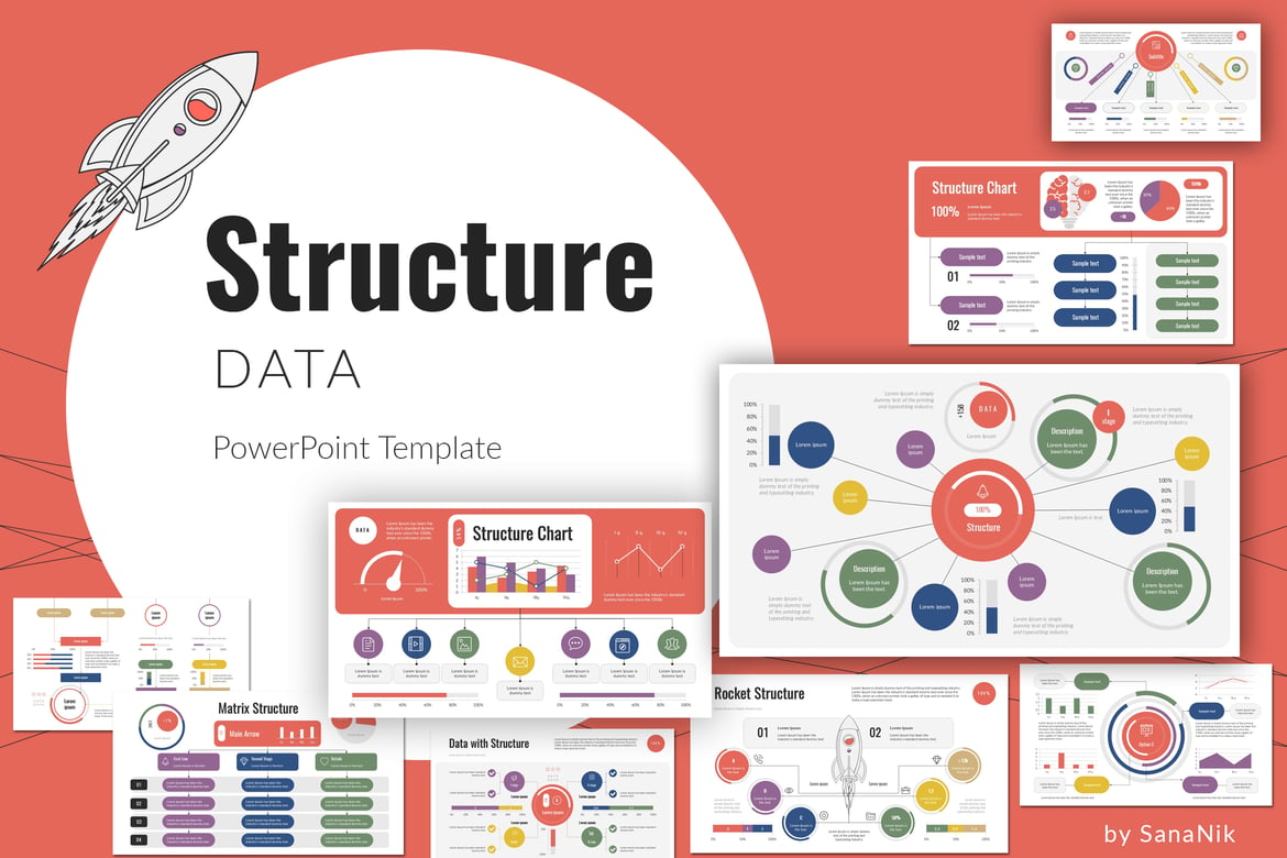 Template Presentasi PowerPoint Data Terstruktur yang Menarik