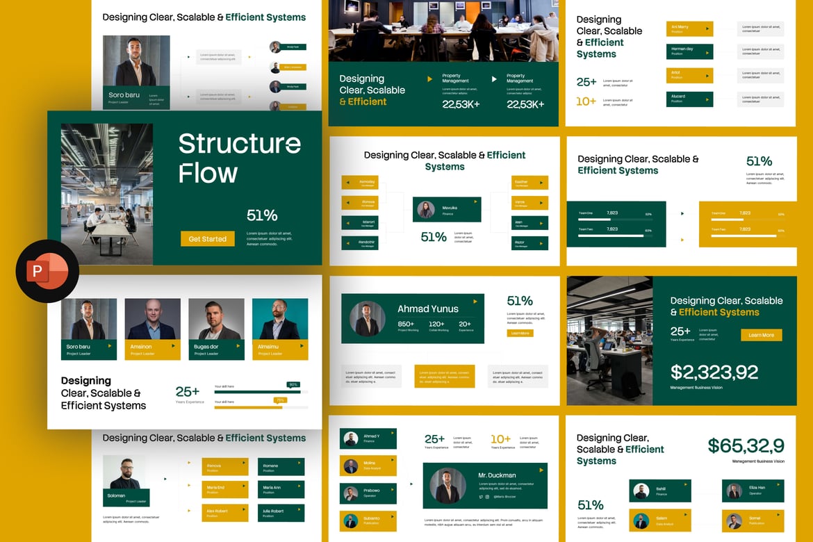 Template Presentasi PowerPoint Struktur Alur yang Menarik