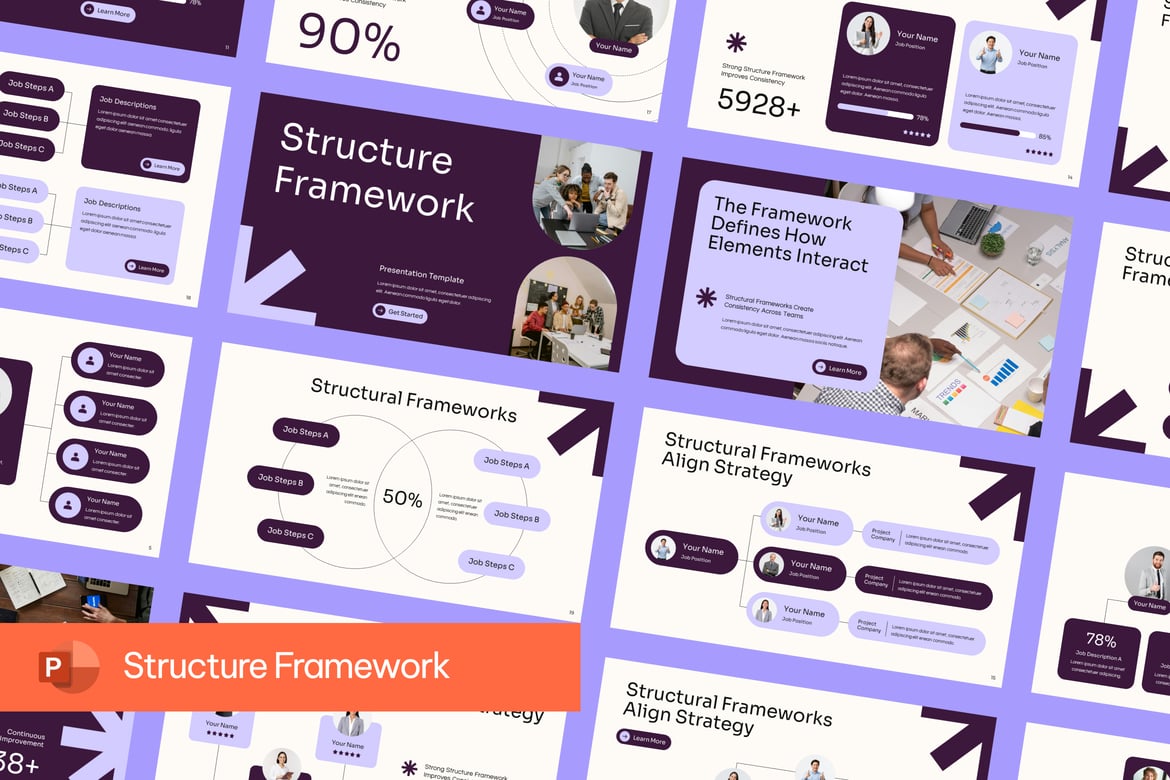 Template PowerPoint Kerangka Struktur yang Menarik