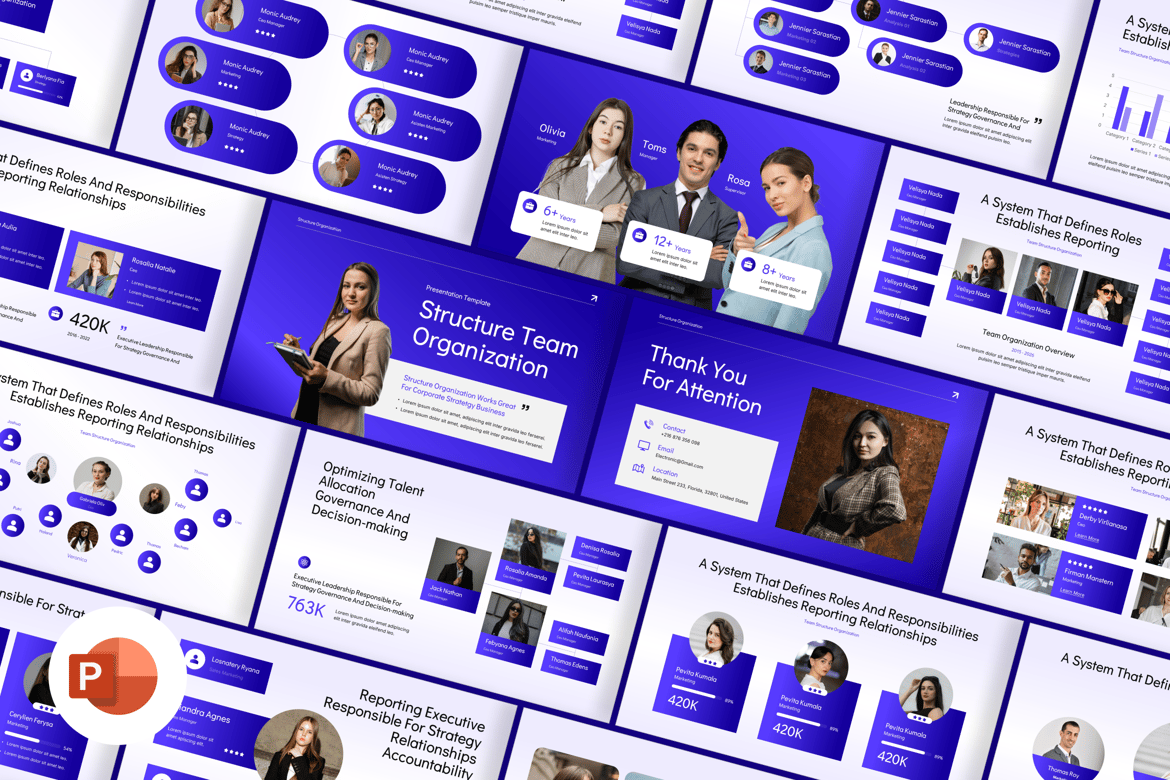 Template Presentasi PowerPoint Struktur Organisasi yang Menarik