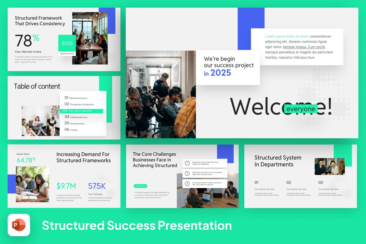 Template Presentasi PowerPoint Alur Kerja Terstruktur