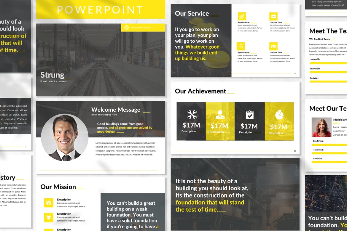 Strung - Template PowerPoint Bisnis Modern dan Elegan