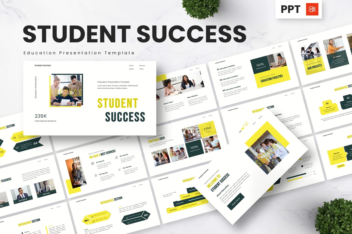 Template Presentasi PowerPoint Sukses Siswa yang Menarik