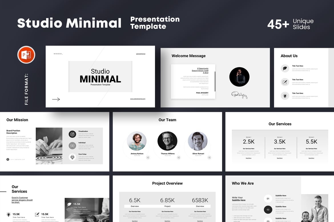 Template Presentasi PowerPoint Studio Minimal yang Stylish dan Profesional