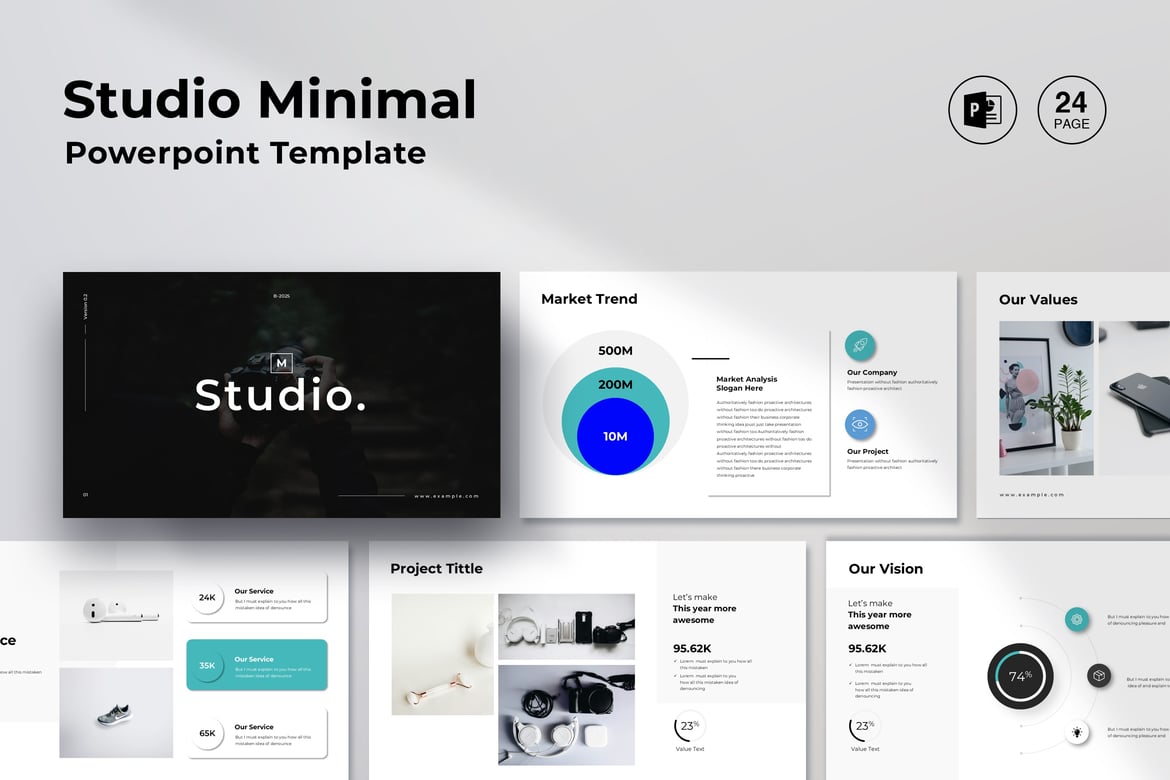 Template PowerPoint Studio Minimal yang Elegan