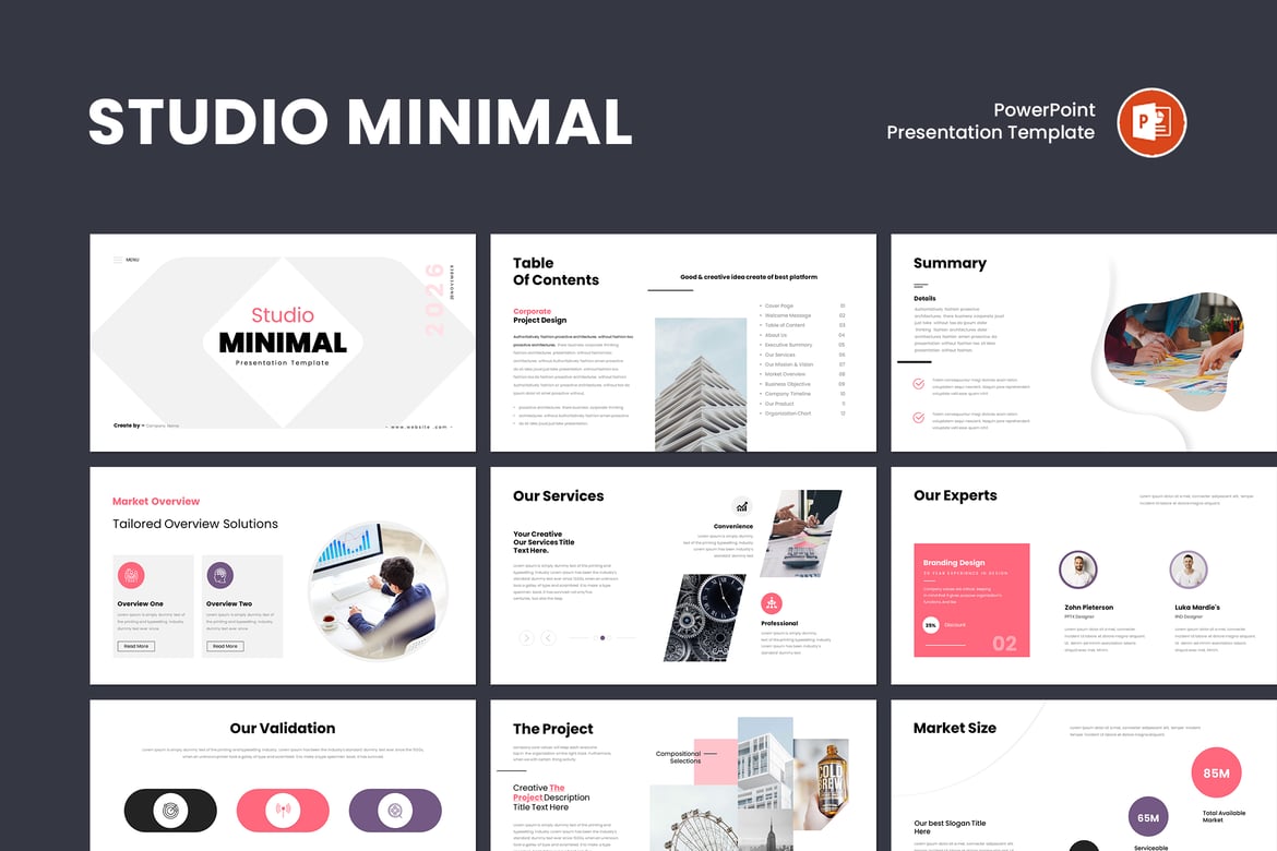 Template PowerPoint Studio Minimalis yang Elegan