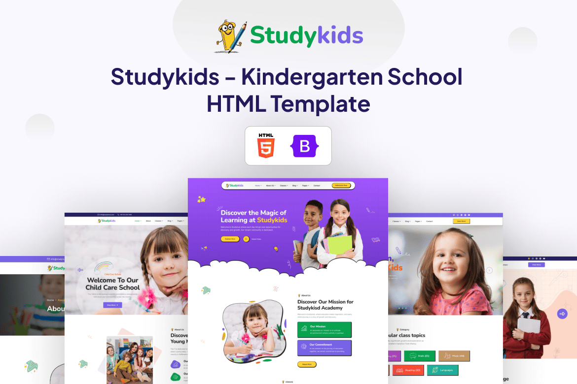 Template Website Pendidikan Anak - Studykids untuk Sekolah Dasar dan Kegiatan Anak