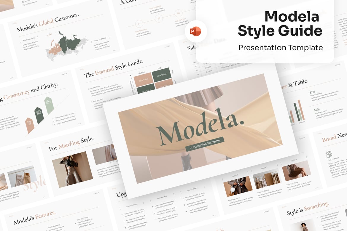 Template Presentasi PowerPoint Gaya Modela yang Menawan