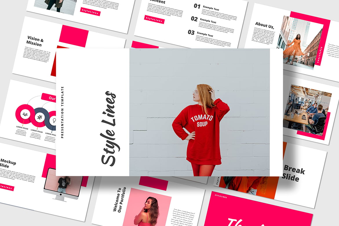 Template PowerPoint Gaya Garis yang Modern dan Kreatif