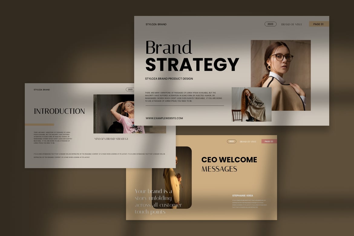 Styloza - Template PowerPoint Strategi Merek yang Modern dan Minimalis