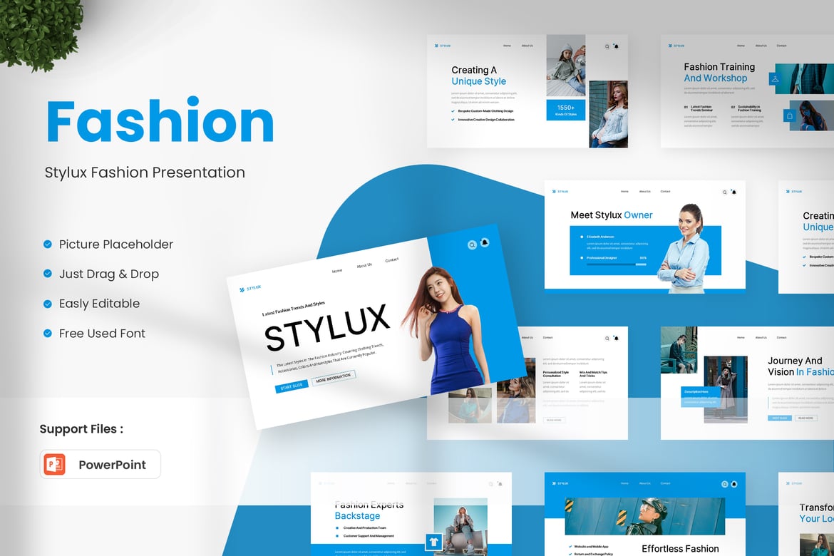 Template Presentasi Fashion Stylux yang Elegan