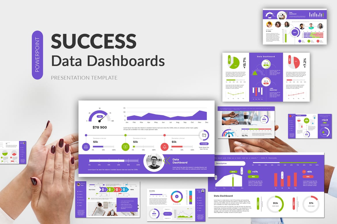 Template Presentasi PowerPoint Dashboard Data Sukses