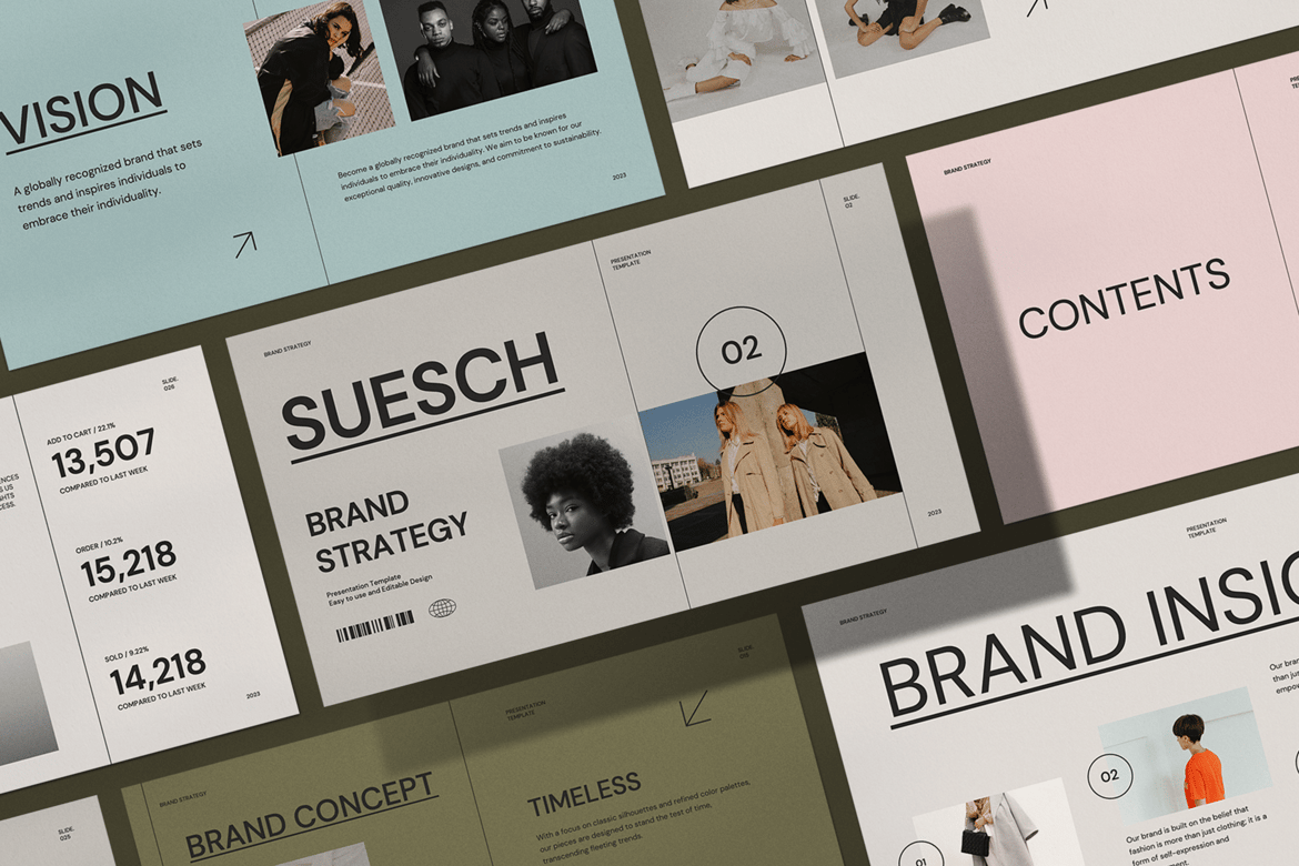 Template Powerpoint Suesch - Strategi Brand Modern dan Minimalis