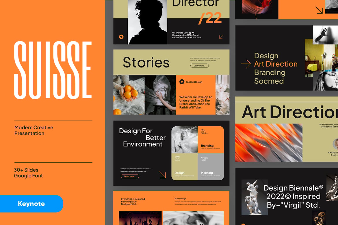 Template Presentasi Powerpoint Kreatif SUISSE yang Modern dan Profesional